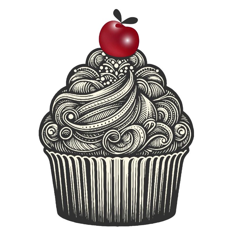 Topping with cherry in cupcake cups