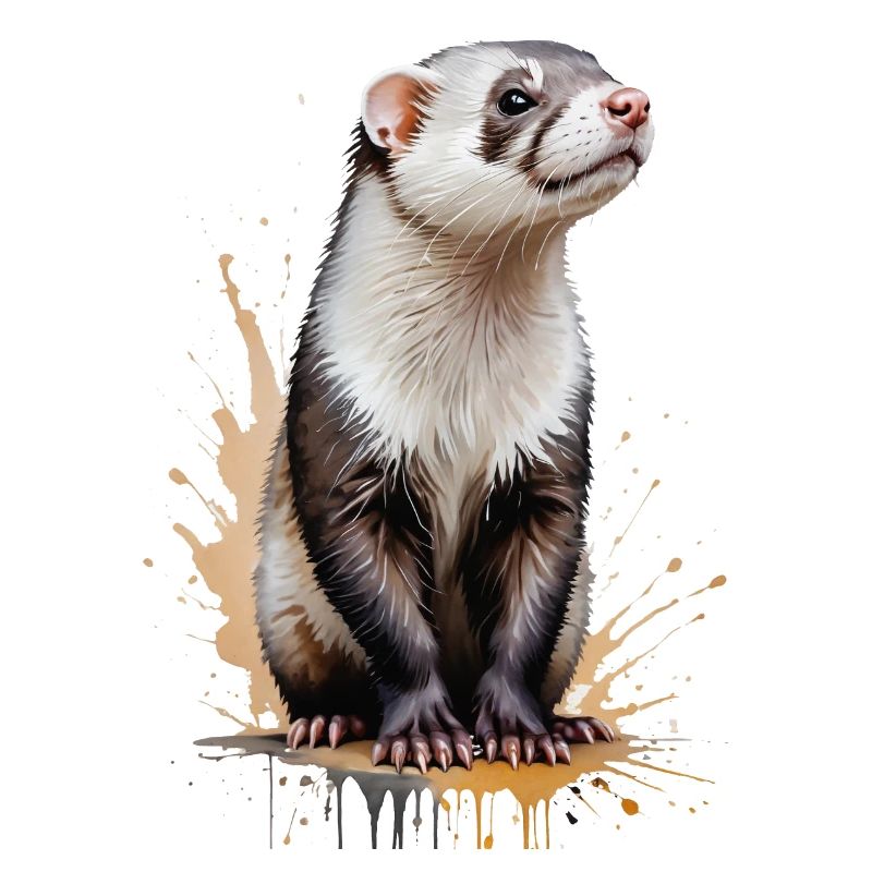 Frettchen Aquarell - Verspieltes Fellknäuel