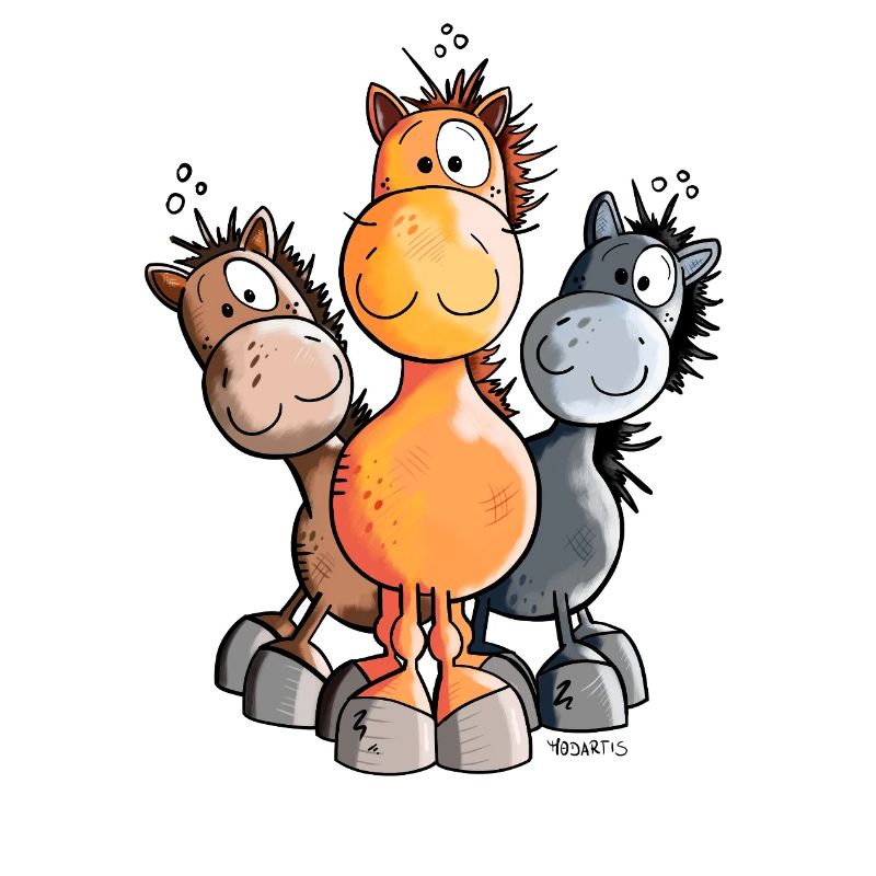 Pferdemädchen Pferde Cartoon