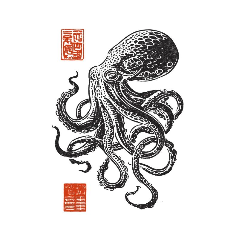 ink octopus in ink style