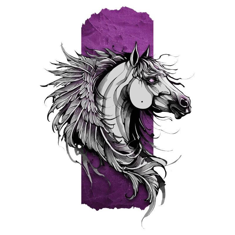 Whimsical Elegance: Pink Feathered Horse