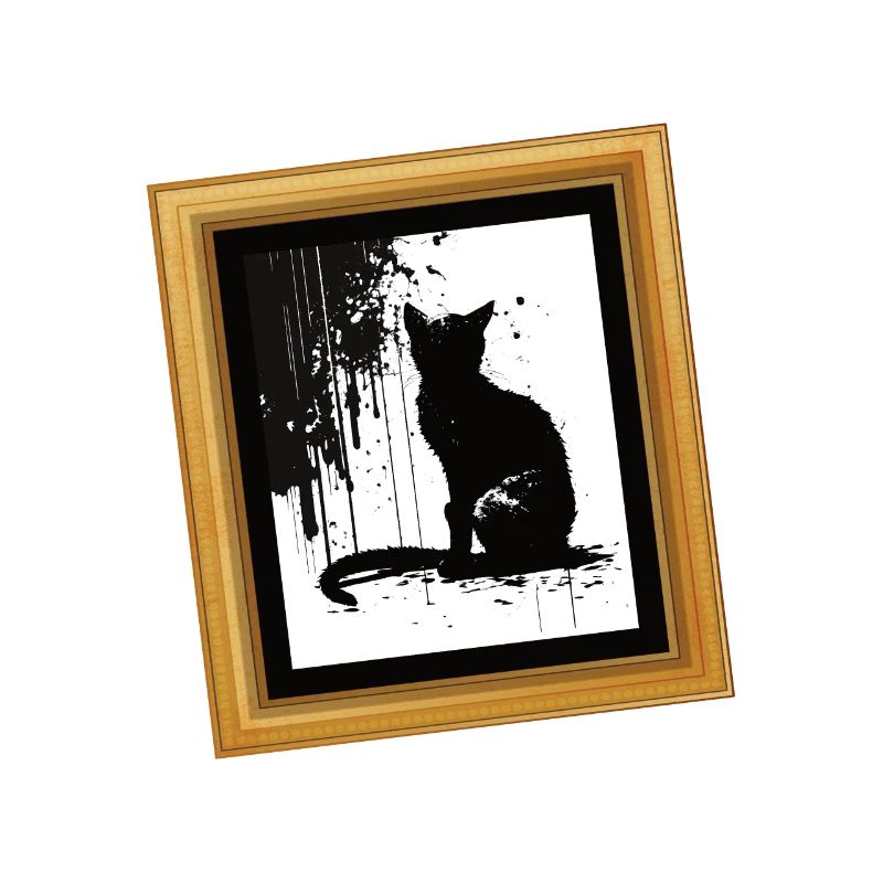 Cat Stencil White and Black