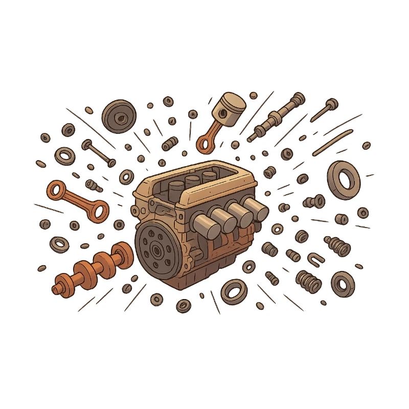 Vintage decomposed engine illustration