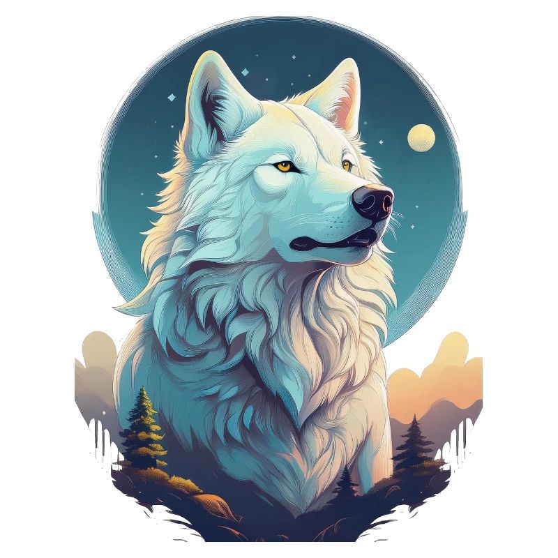 White wolf at midnight
