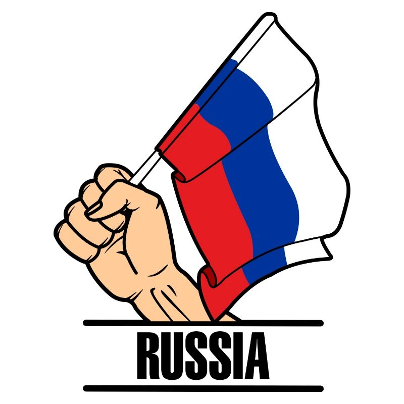 Drapeau Russie poing texte RUSSIE
