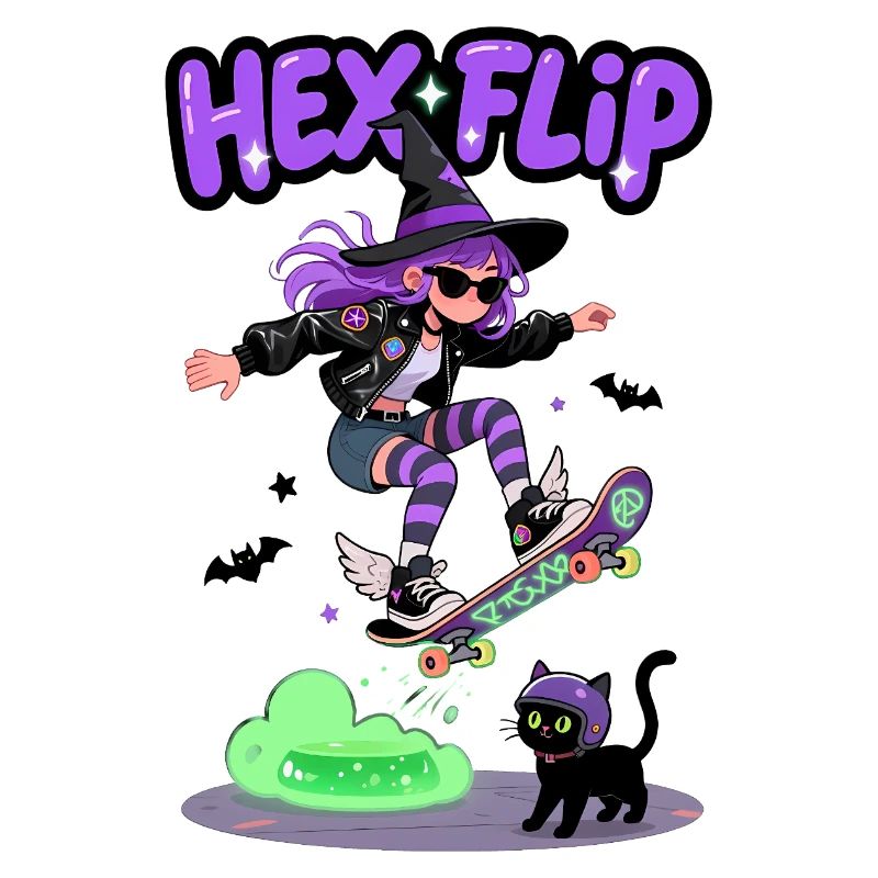 Hex Flip Witch Skateboard Design