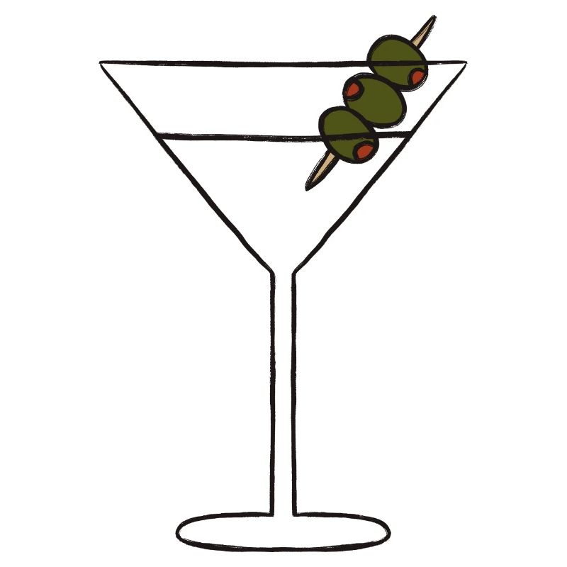 Olive Skewered Martini Silhouette