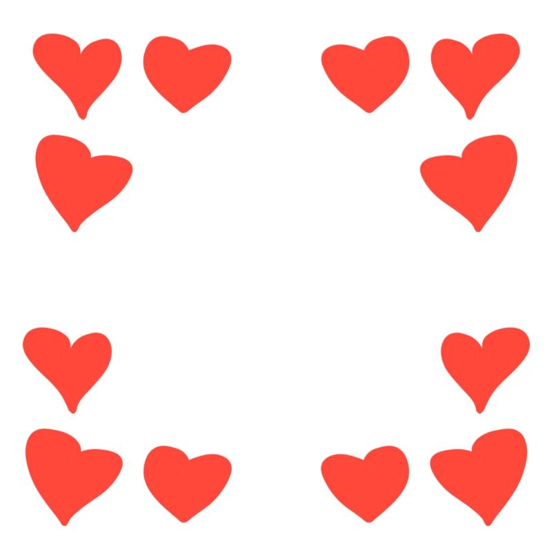 Hearts Pattern Frame Square Heart Red
