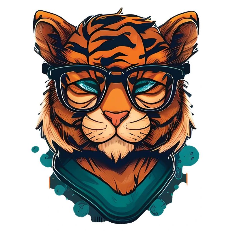 Tiger als Nerd mit Buch