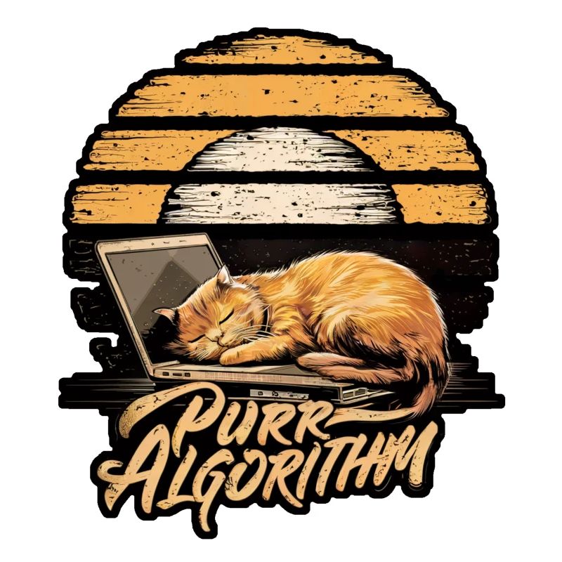 Cute Cat Relaxing with Laptop Sunset