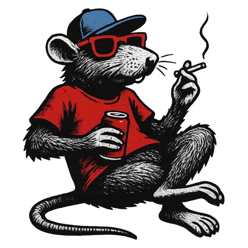 Ratte mit Sonnenbrille rauchend