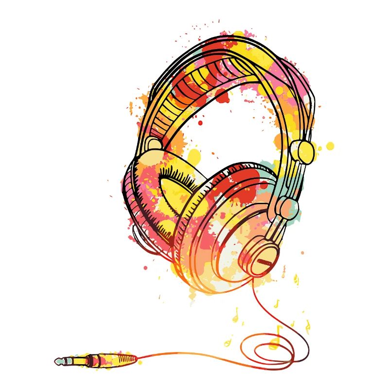 Bunte Kopfhörer-Splash-Illustration