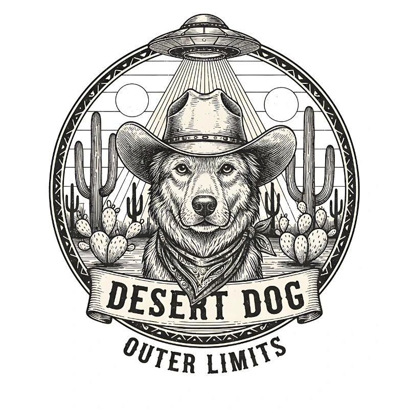 Space Dog Cowboy Retro Graphic