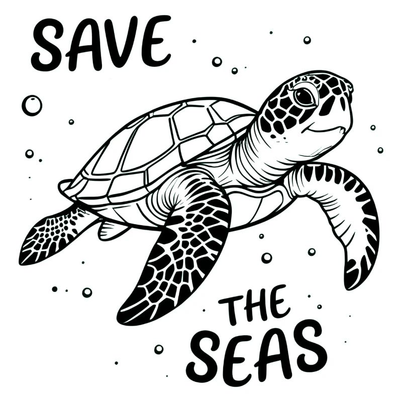 Minimalist Turtle – Save The Seas