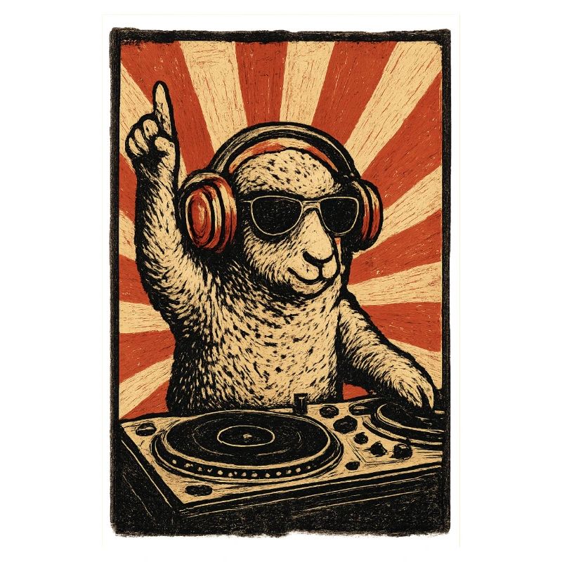 DJ Sheep mit Kopfhörern