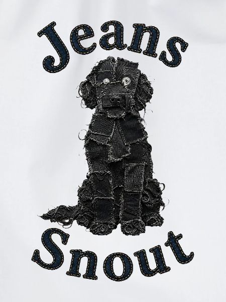Schwarzer Doodle im Jeansflicken-Stil
