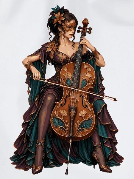 Cello Diva im ArtNouveau Gewand