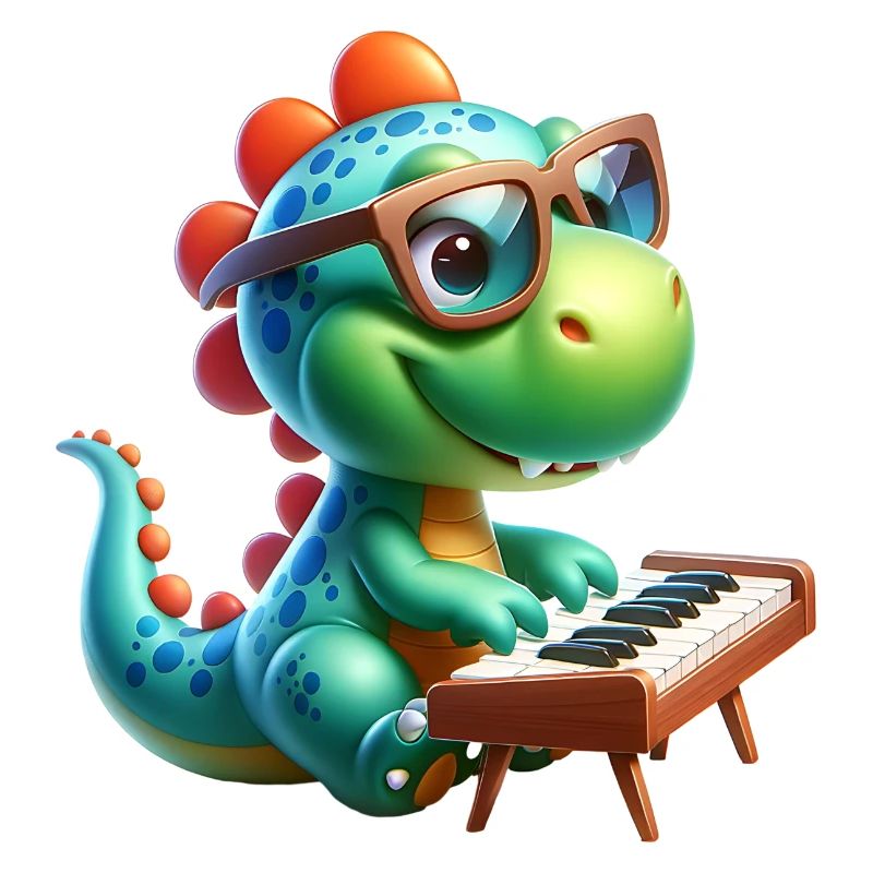 Conception de mélomane de pianiste de dinosaure