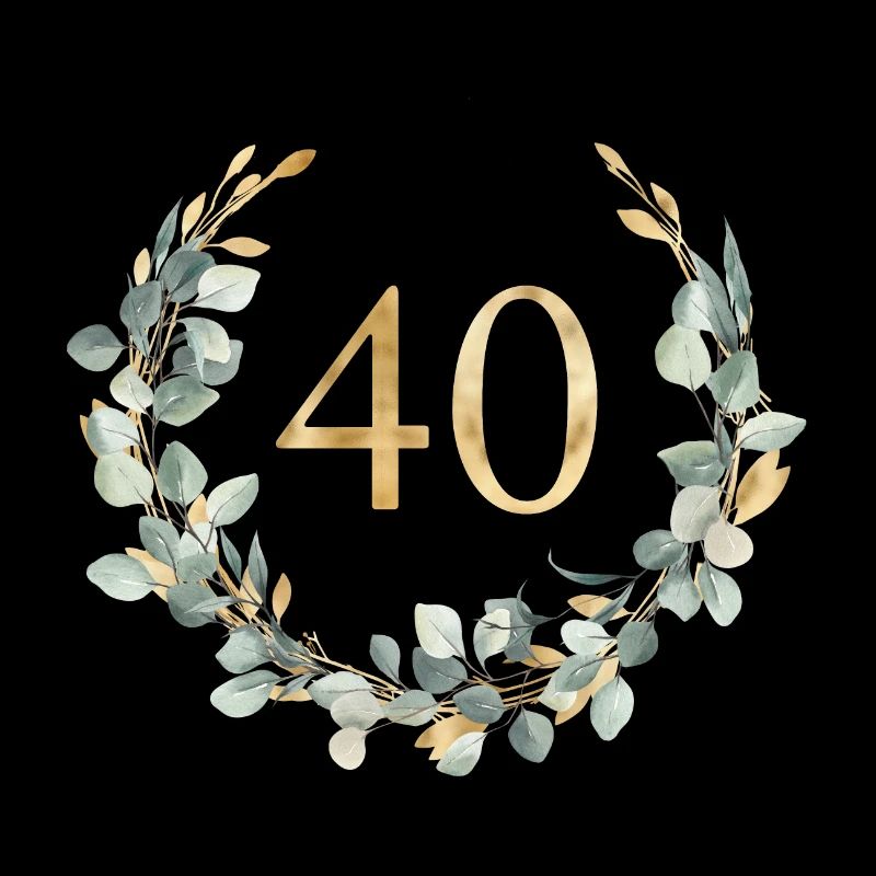 Number 40, eucalyptus wreath, customizable
