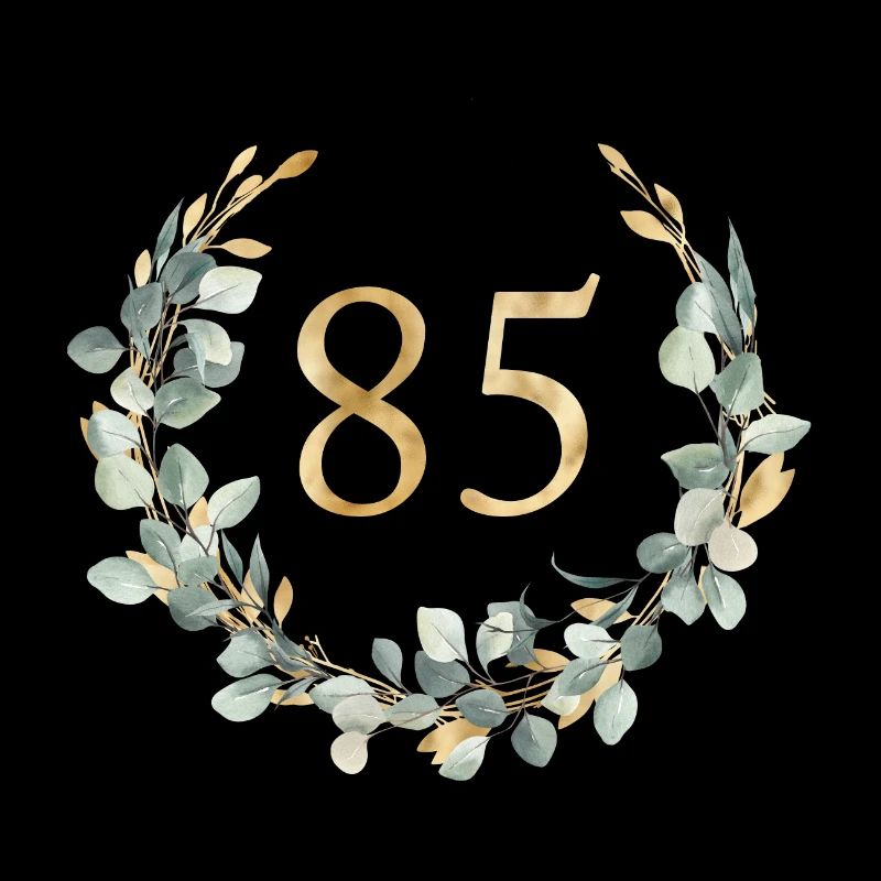 Number 85, eucalyptus wreath, customizable