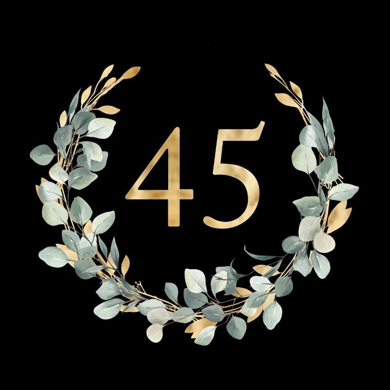 Number 45, eucalyptus wreath, customizable