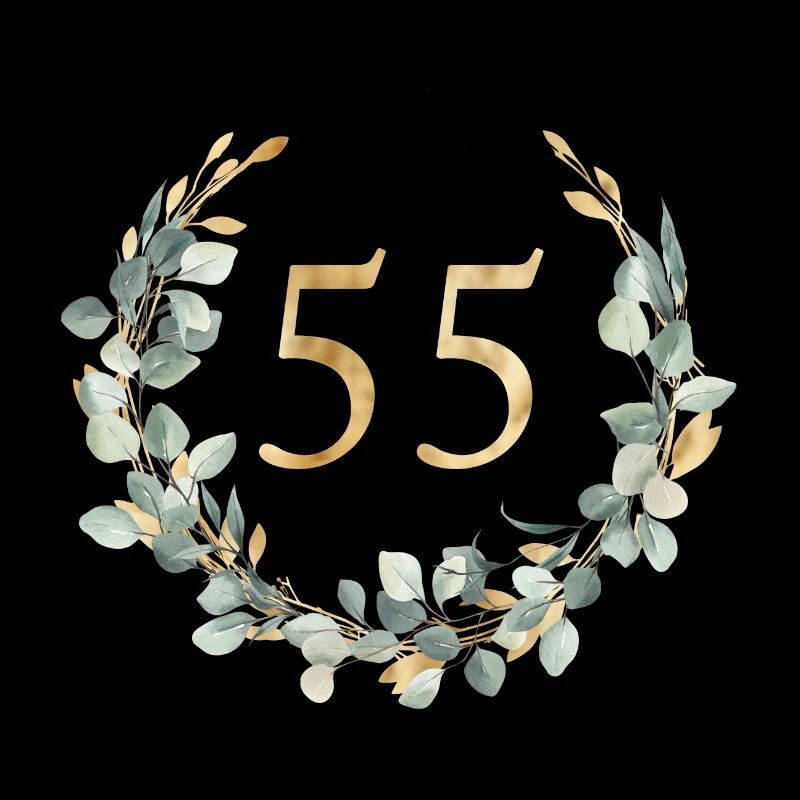 Number 55, eucalyptus wreath, customizable