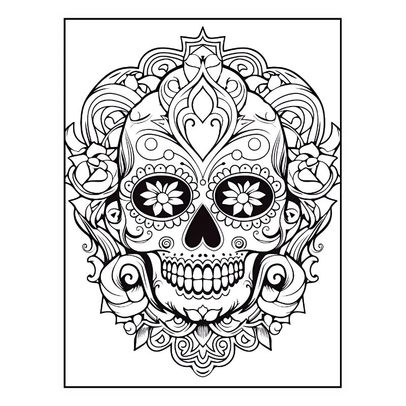 Skull Tattoo #7 Coloring Page Pattern