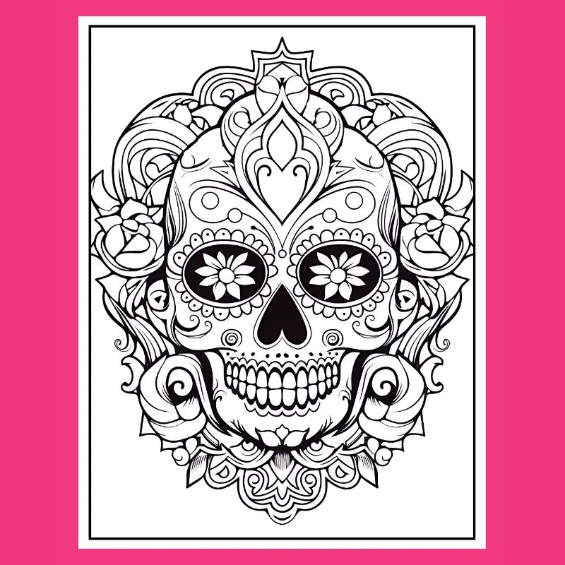 Skull Tattoo #7 Coloring Page Pattern
