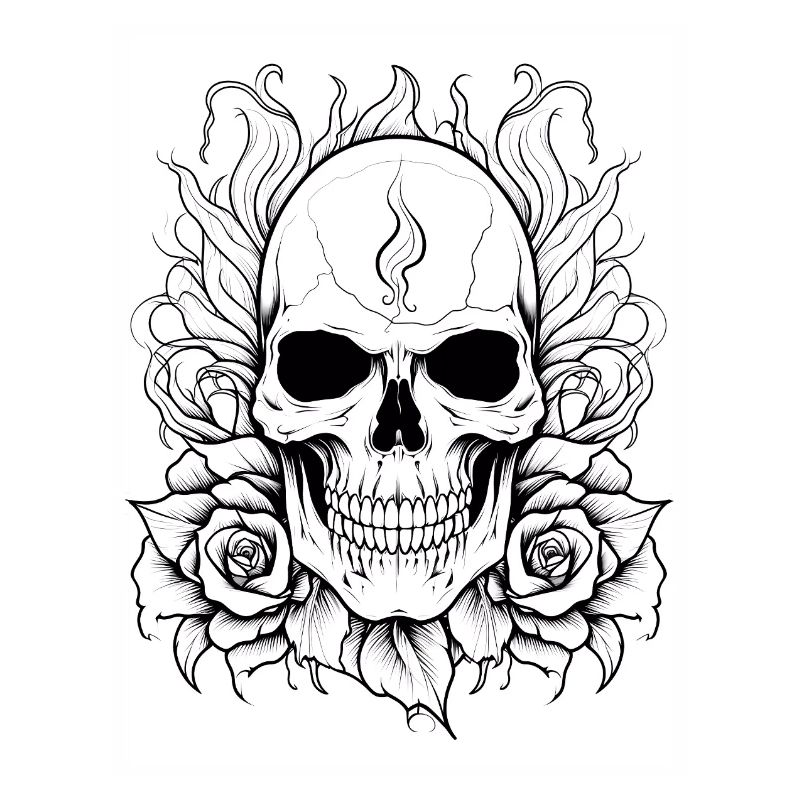 Skull Tattoo #6 Coloring Page Pattern