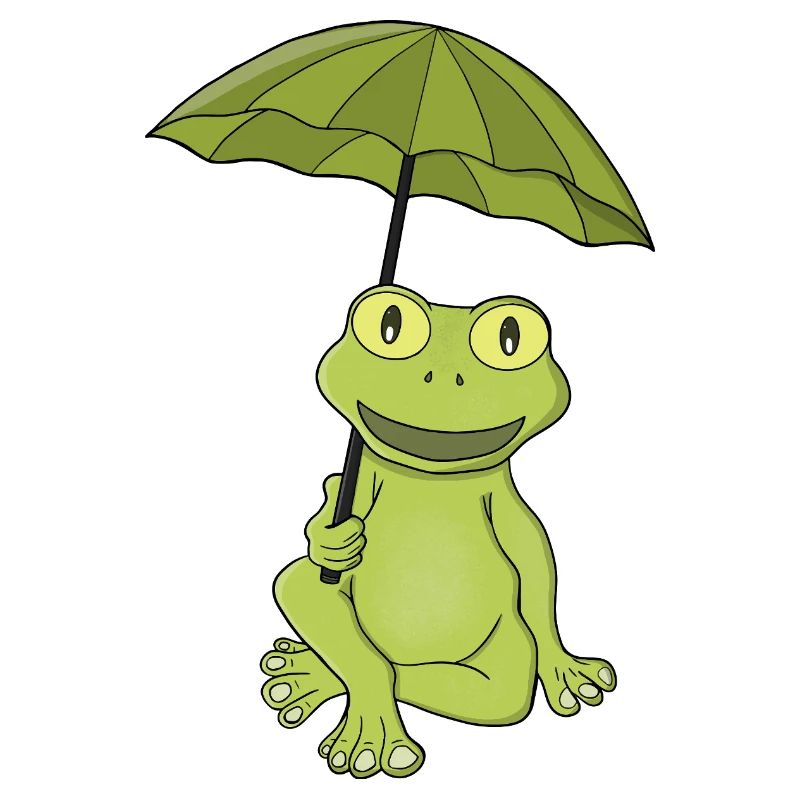 Green Frog Under Umbrella