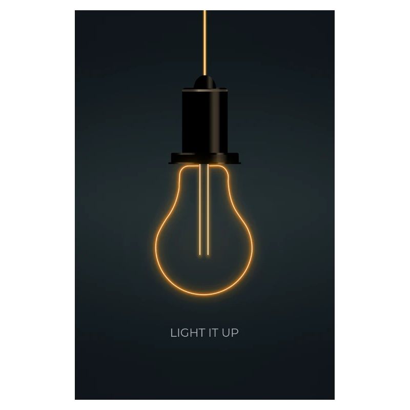 Light It Up – Neon Light Bulb Poster