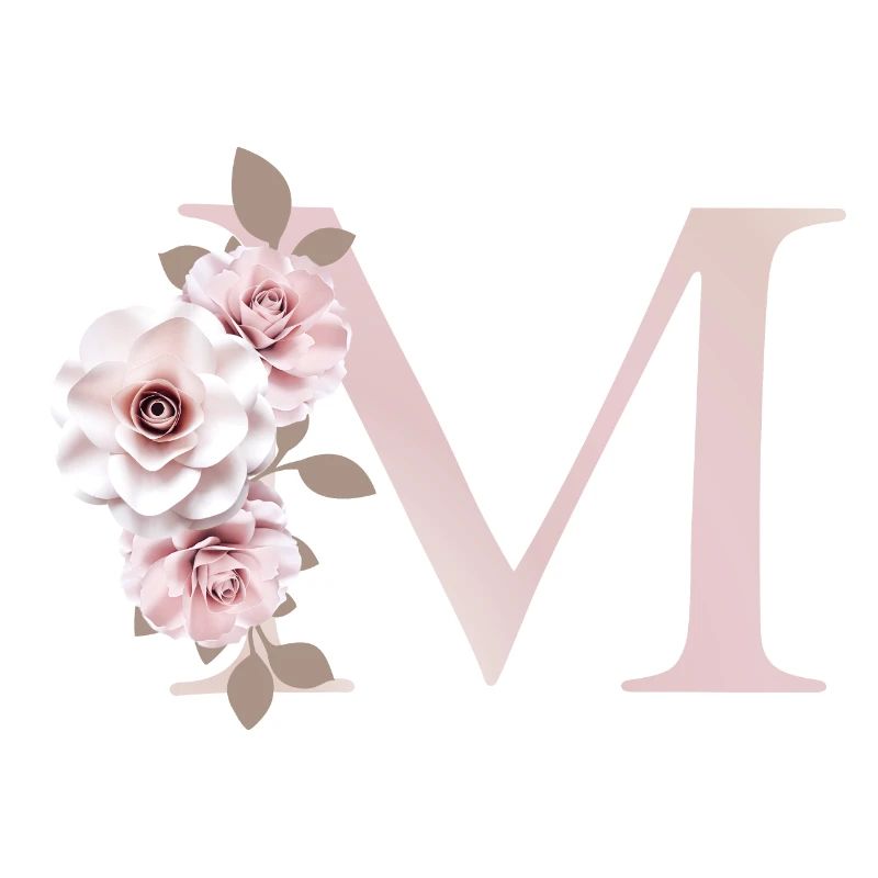 M Buchstabe mit Blumen 3D Effekt