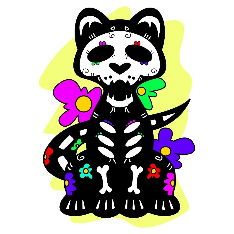 Jour du chat mort avec des fleurs mexicaines
