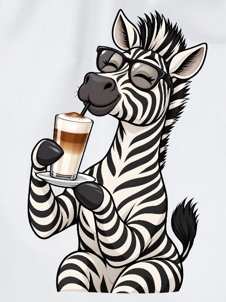 Zebra mit Latte Macchiato