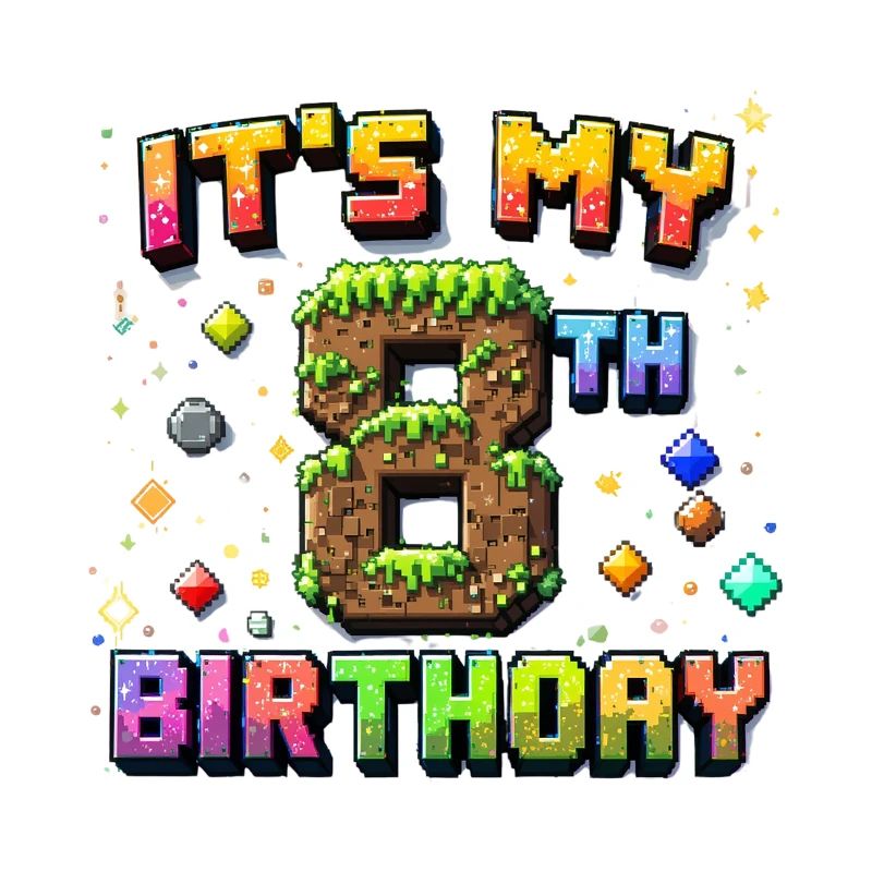 8th Birthday Kids Pixel