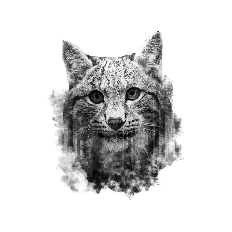 Katze Luchs - Cooles Doppelbelichtungs-Design