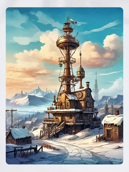 Steampunk Winterlandschaft mit Funkturm 1.16