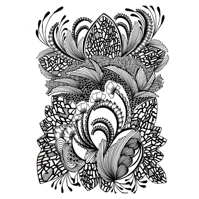 Black and white pattern flowers
