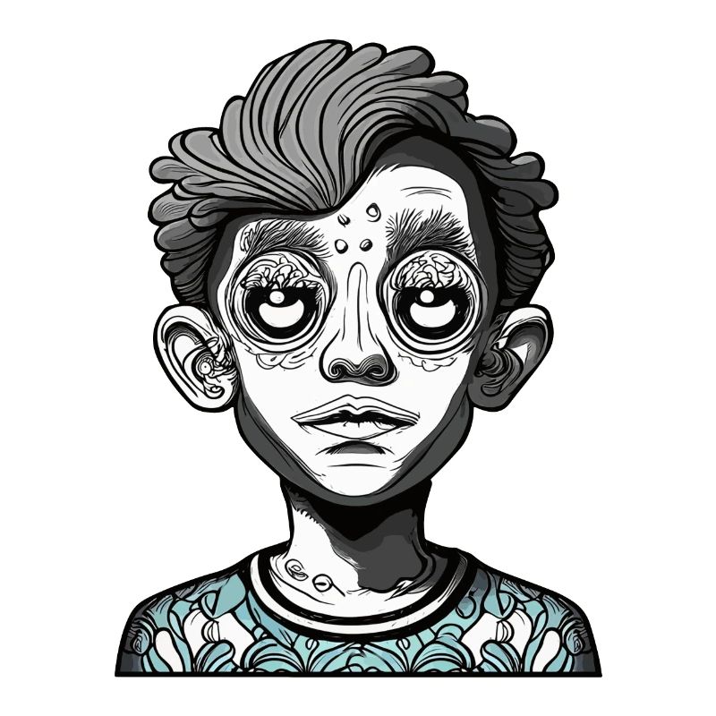 Psychedelic Mysterious Kid Face