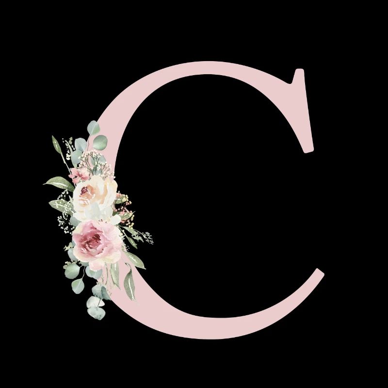 C | Monogramme | Eucalyptus Pastel Fleur Bleu