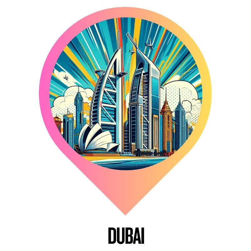 Conception IA : Paysage urbain comique de Dubaï