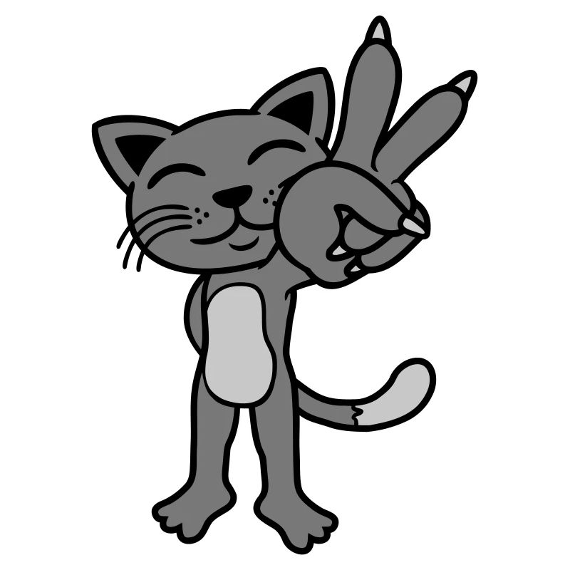 Peace Zeichen stehende Katze