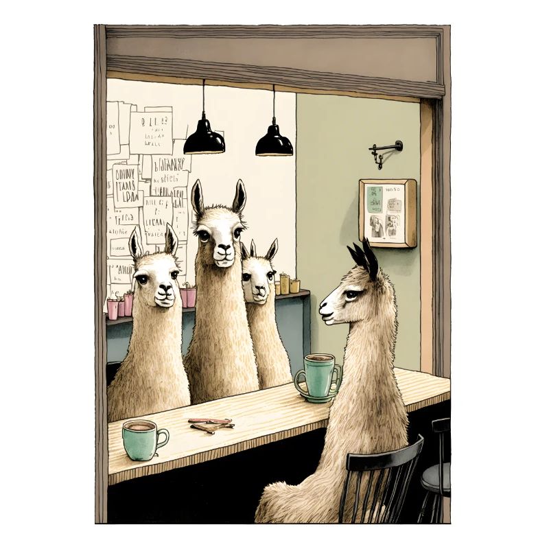 Llamas drink coffee