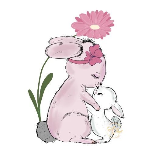 Süßes Hasendesign Mutter mit Kind - Jumppakassi