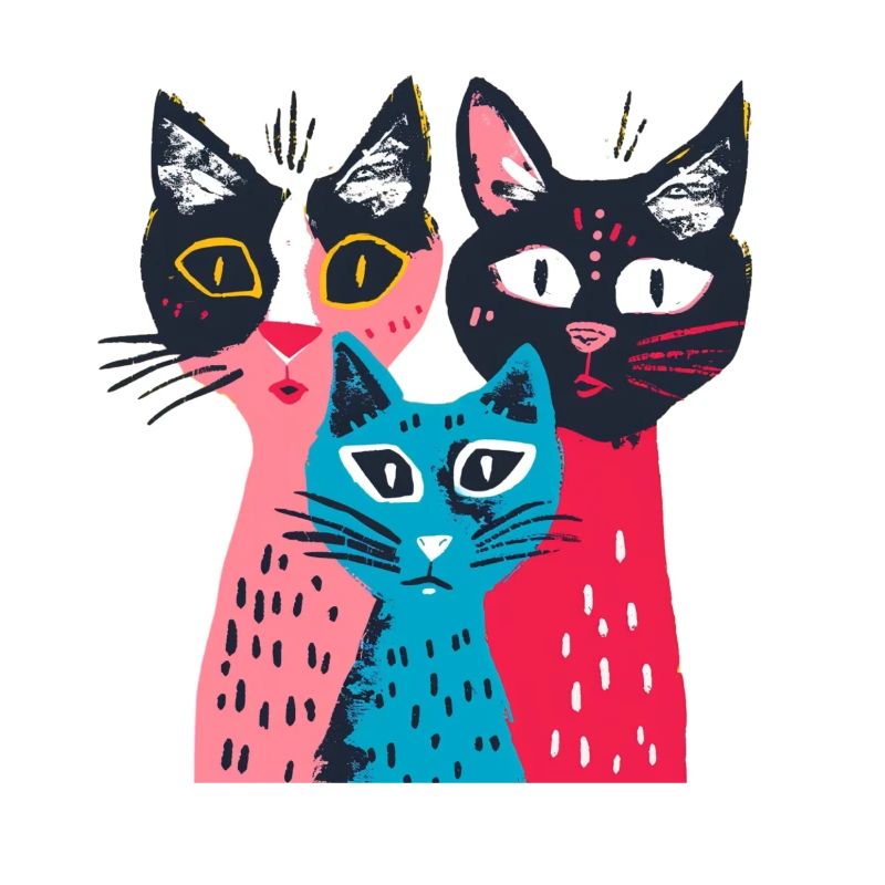 Three curios cats