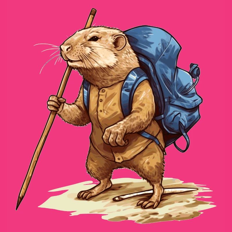 Mole rat explores nature while hiking