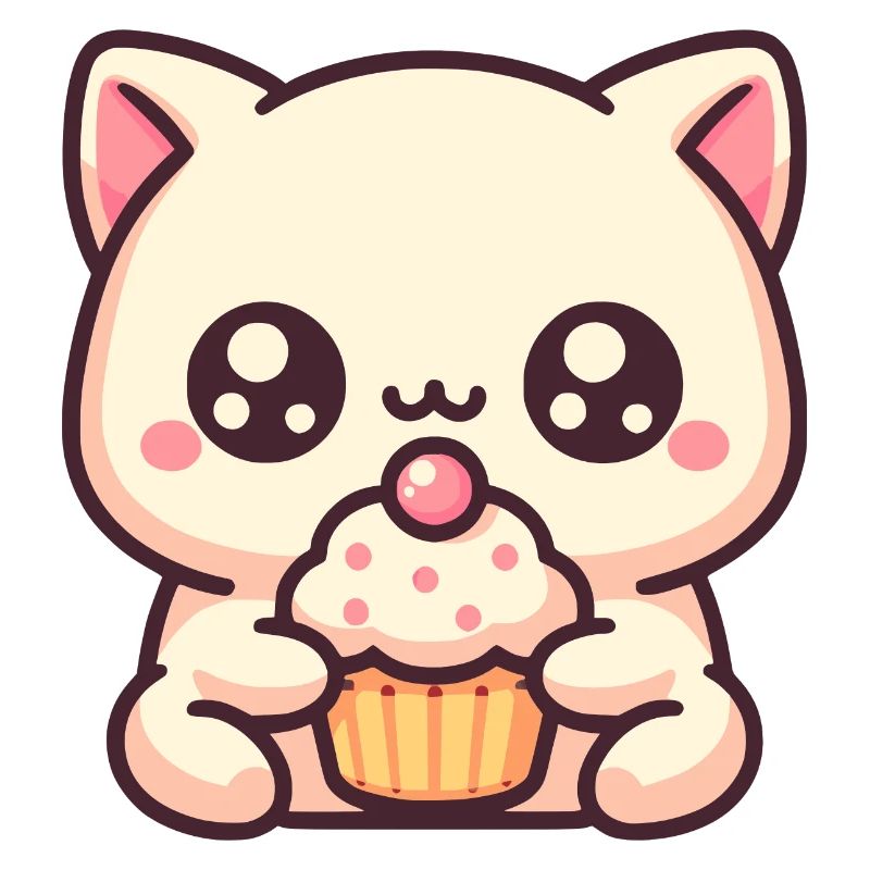 Chat mignon avec cupcake
