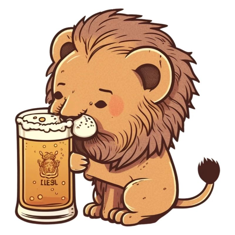 Süßer Kleiner Löwe mit Bier