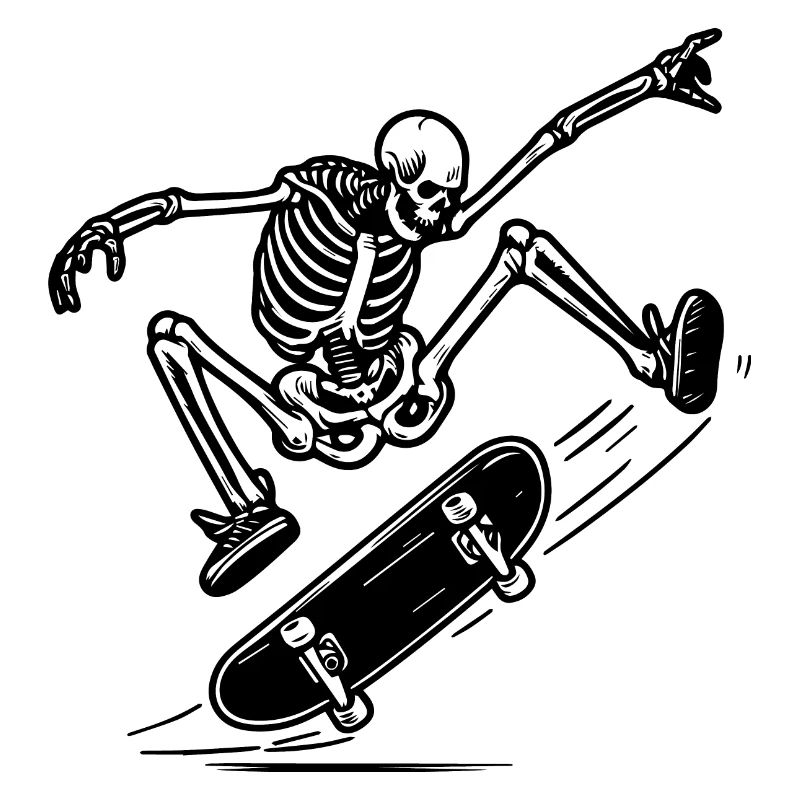 Skateboard Skeleton Makes an Ollie