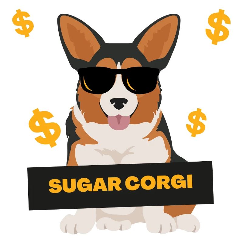 Sugar Corgi - Drôle de chien et design d’impression d’argent